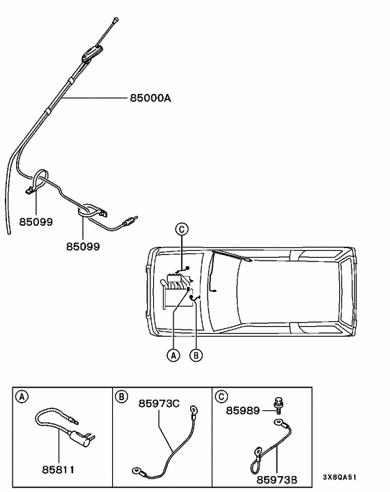 Antenna & condenser parts diagram 7939250